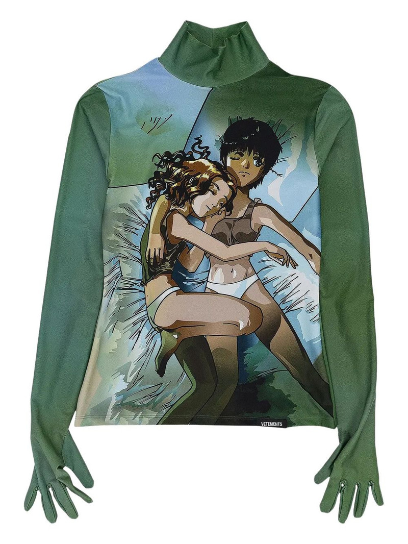 anime-print high-neck T-shirt 1