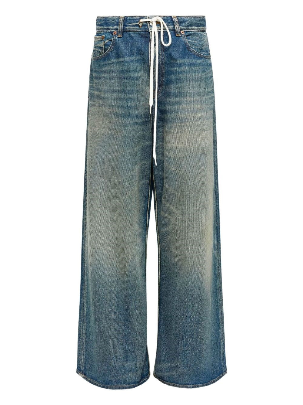Wide-leg denim cotton jeans - 1