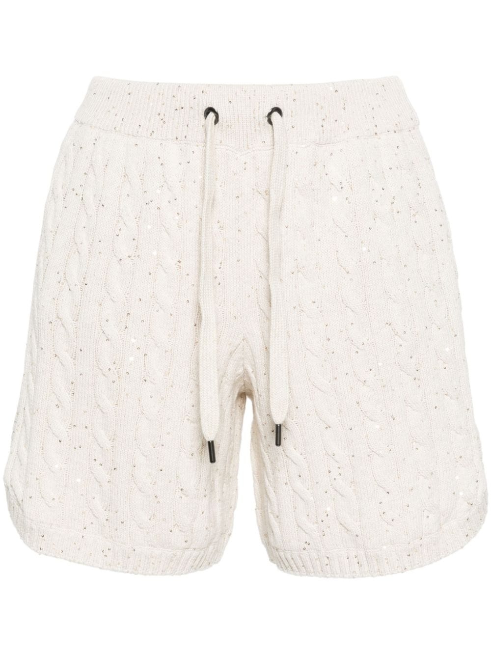 sequin-embellished cable-knit shorts - 1