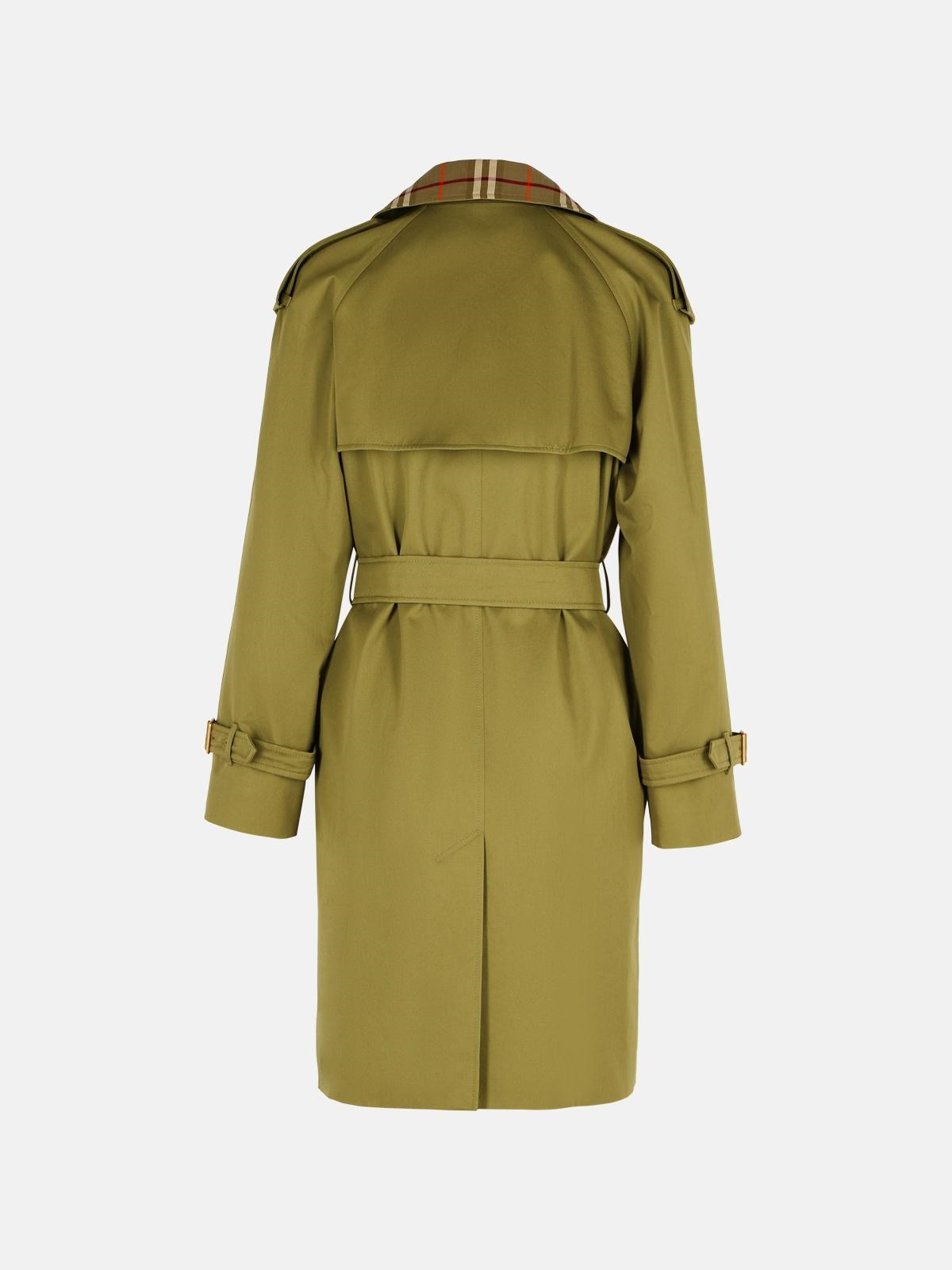SHORT GREEN COTTON 'CASTLEFORD' TRENCH COAT - 3
