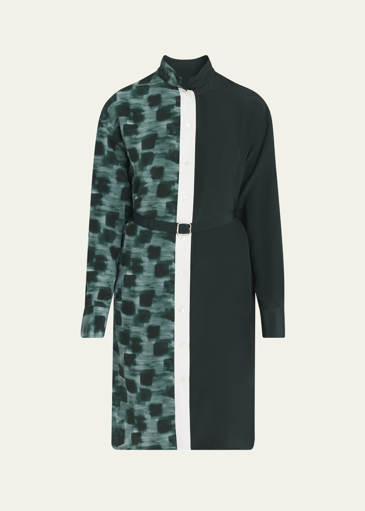 Painted Colorblock Silk Shirtdress - 1