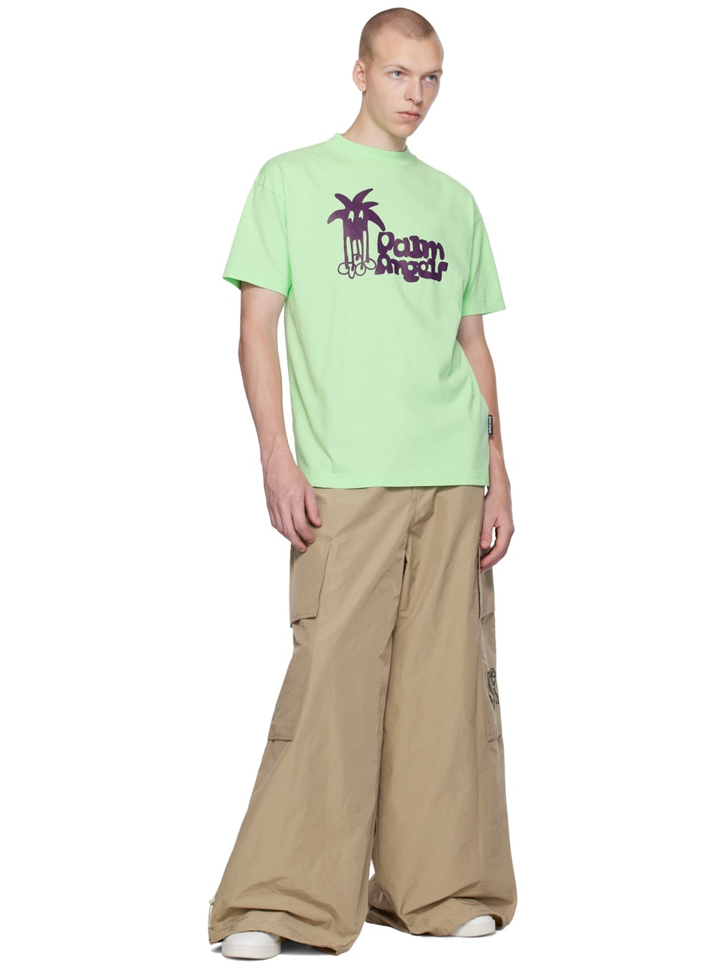 パンツ PALM ANGELS Parachute pants Beige Palm Angels Wide Leg Fit PARACHUTE Cargo Pants women