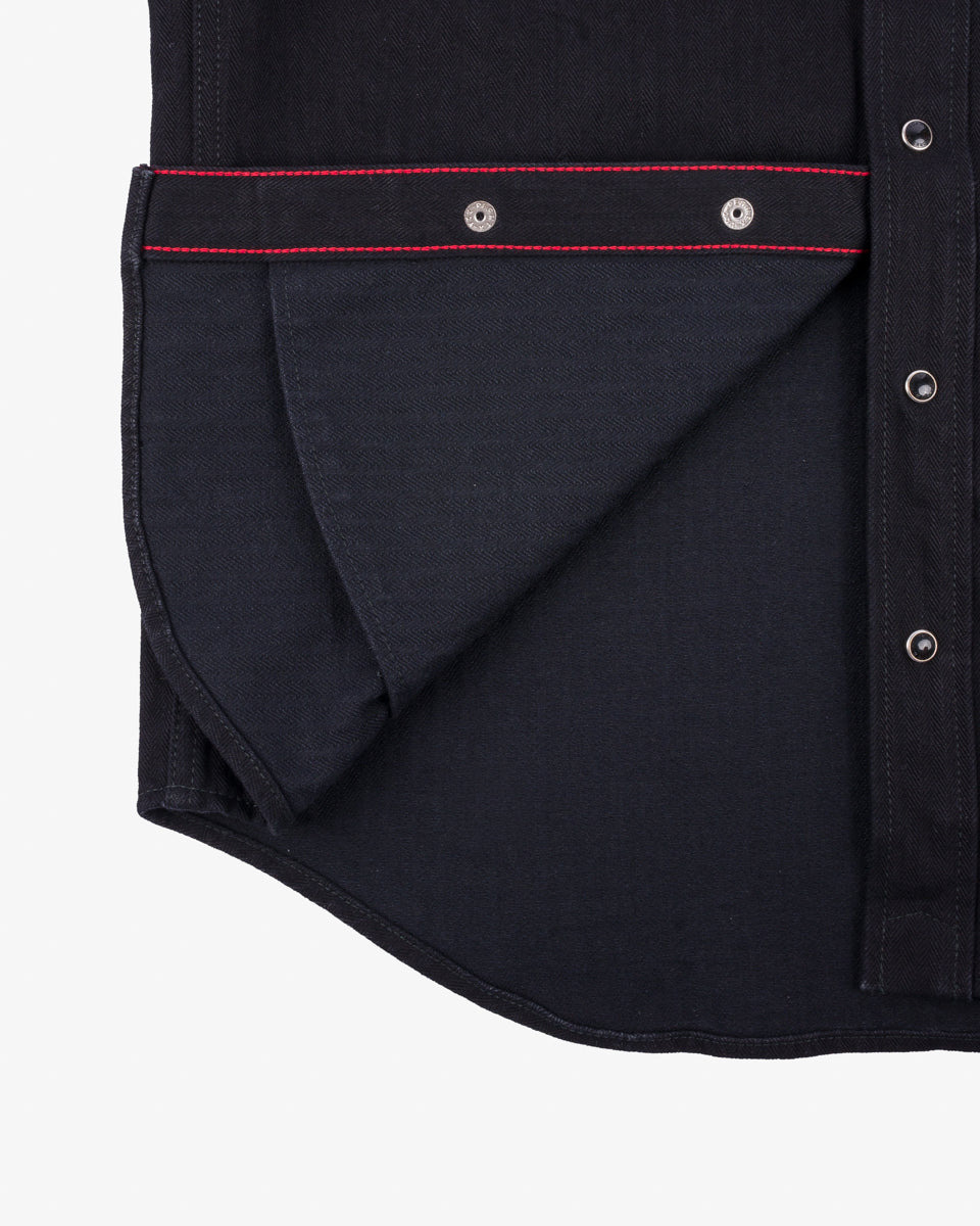 IHSH-410-BLK 14oz Herringbone CPO Western Shirt - Black - 13