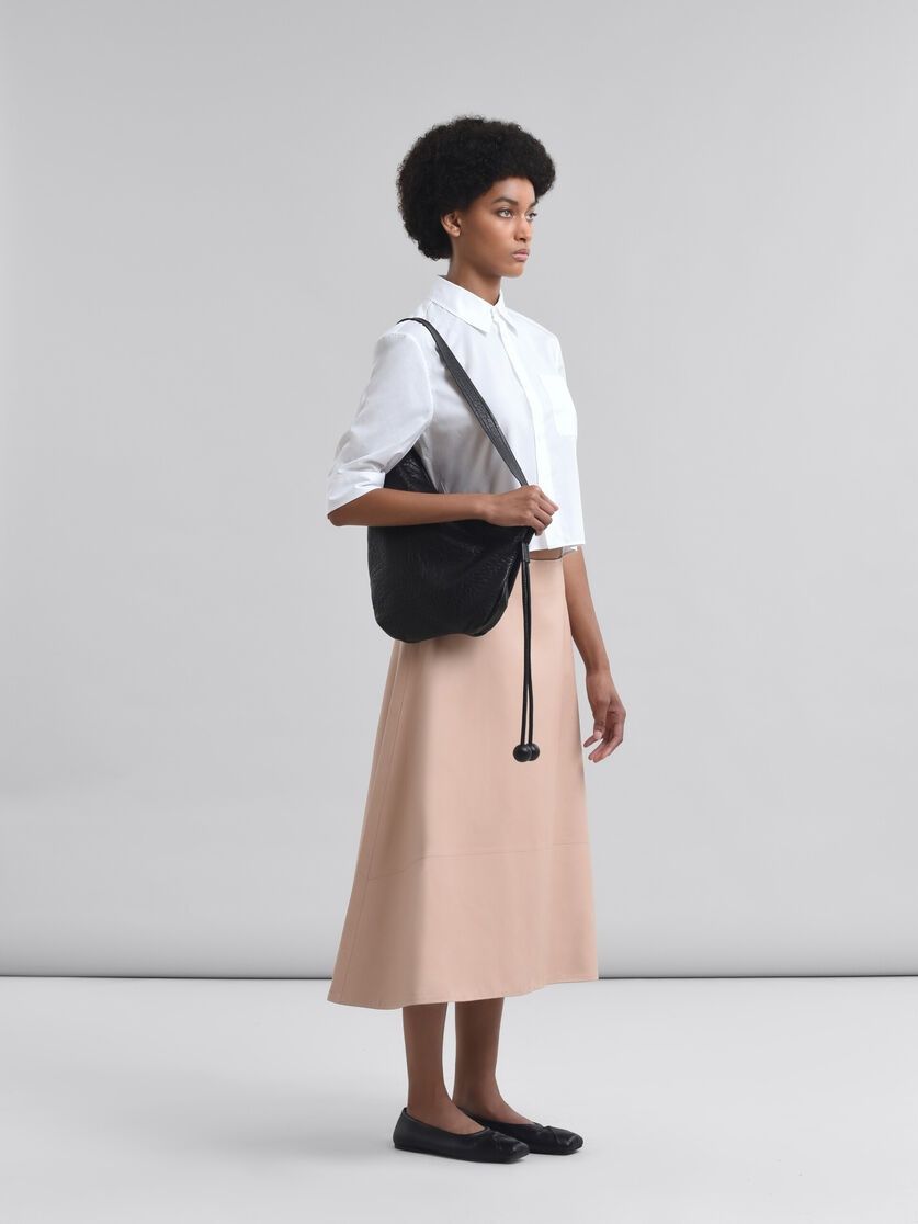PINK NAPPA LEATHER A-LINE SKIRT - 5