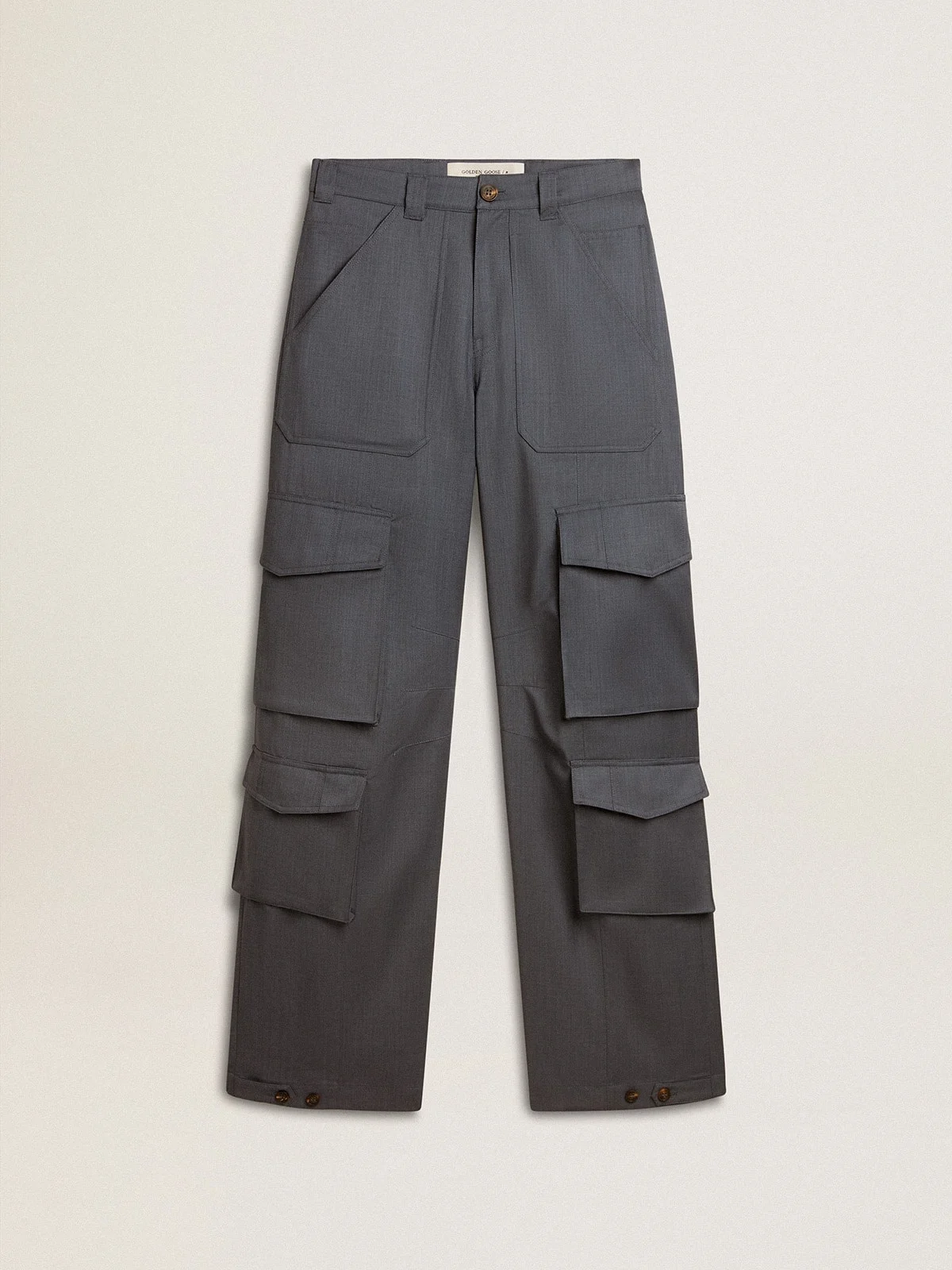 Women's cargo pants in baby blue wool - 1