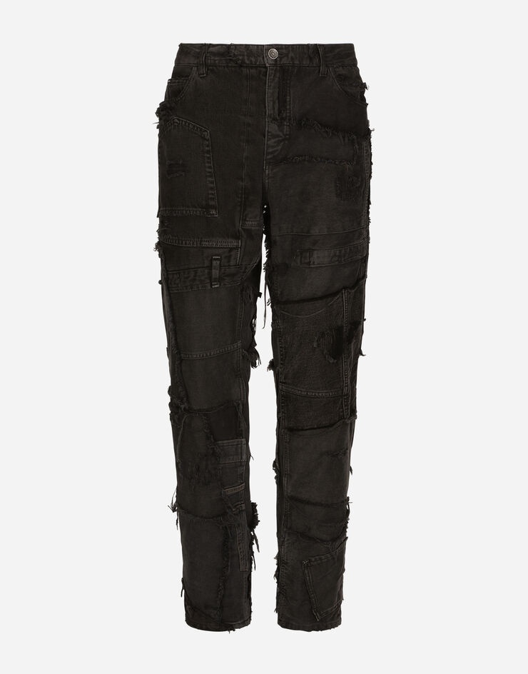 Loose overdyed patchwork denim jeans - 1