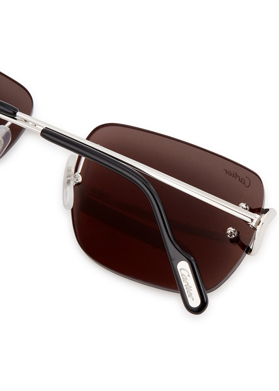 Cartier Signature C De Cartier Rimless Rectangle-frame Sunglasses - 3