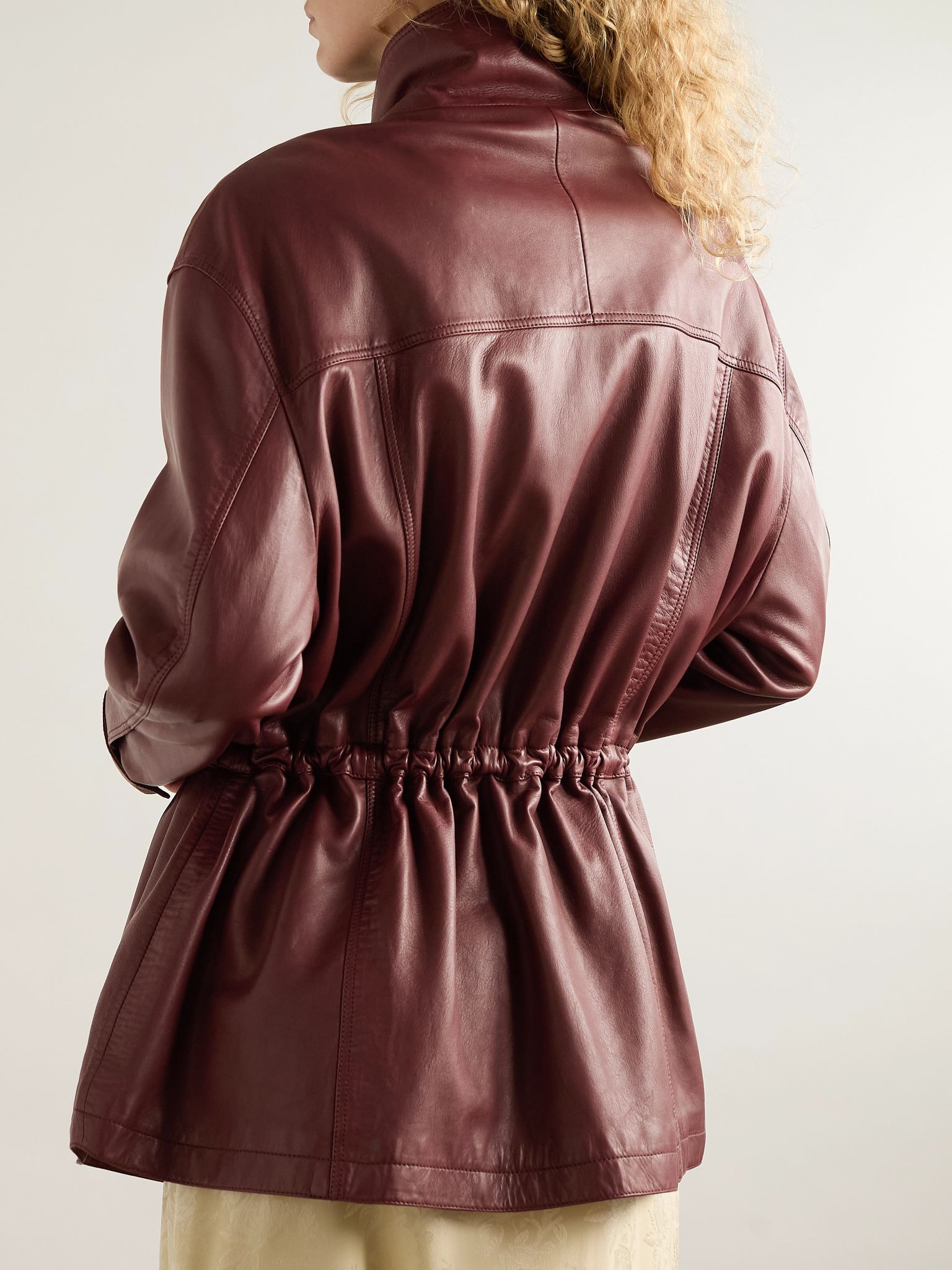 Leather jacket Burgundy - 4