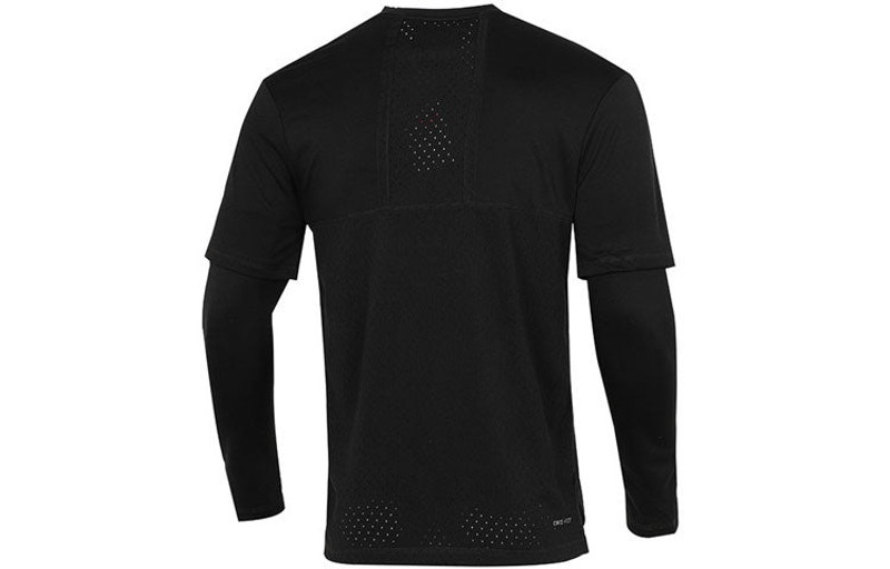 Jordan Men's Air Jordan Casual Sports Round Neck Colorblock Long Sleeves Black T-Shirt DH9084-010 outlook