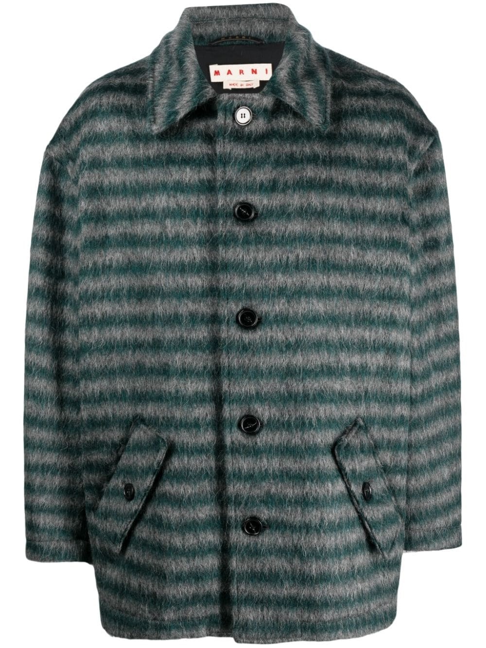 single-breasted striped coat - 1
