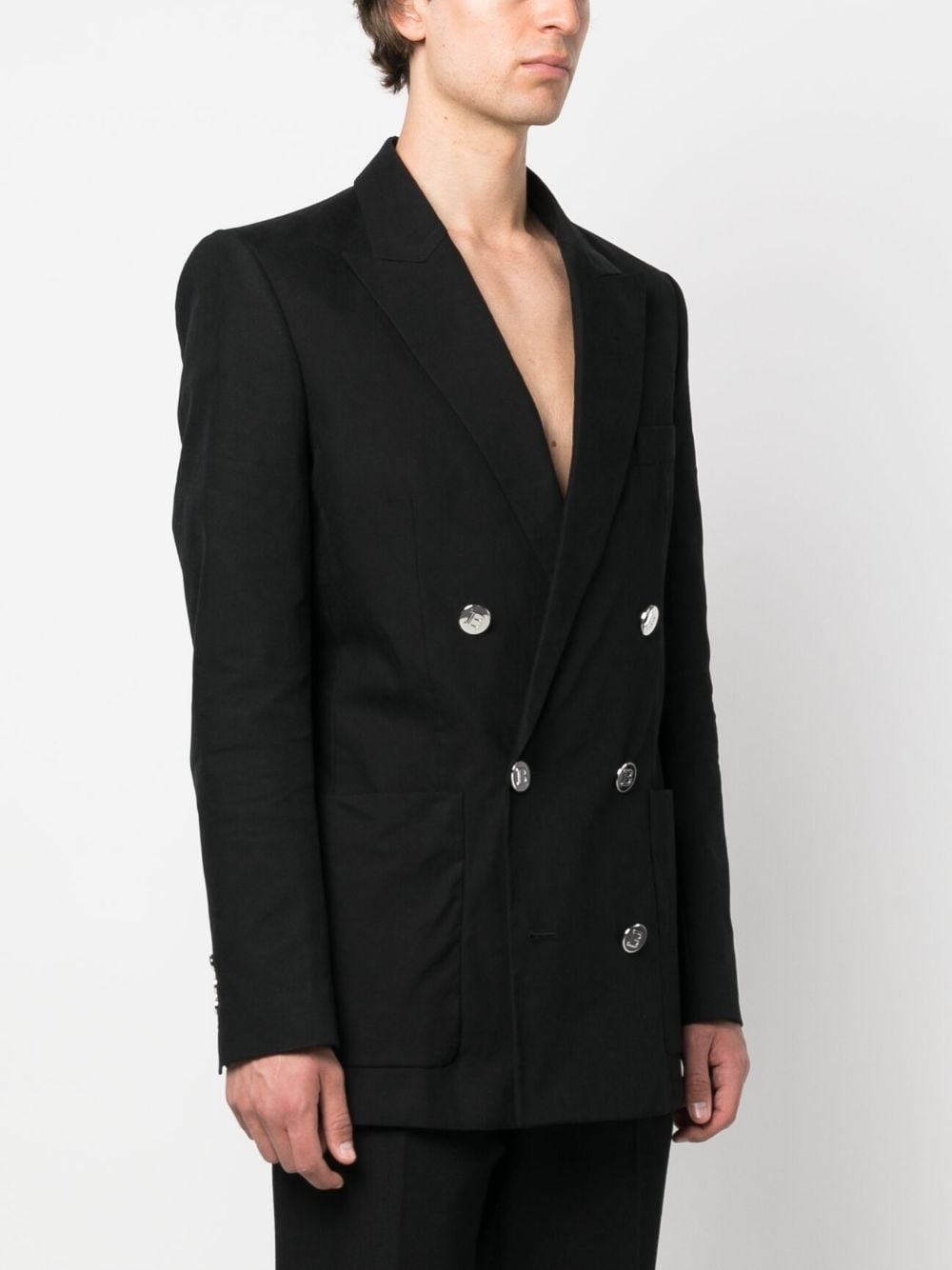 double-breasted cotton blazer - 3