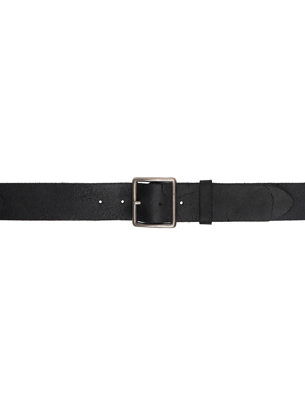 Black Distressed Leather Belt - 1