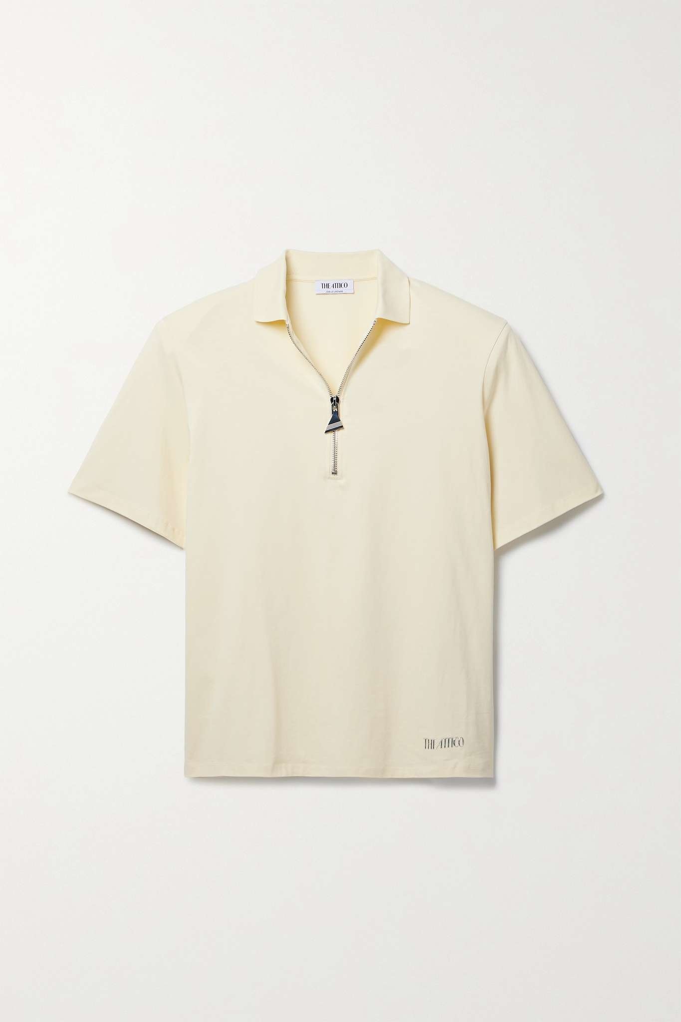 Half-zip cotton-jersey T-shirt - 1