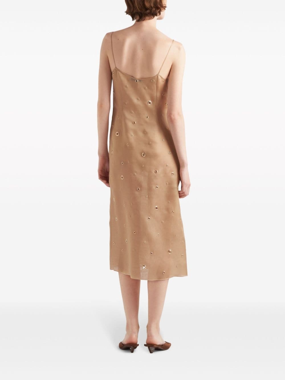 eyelet-detail organza midi dress - 3