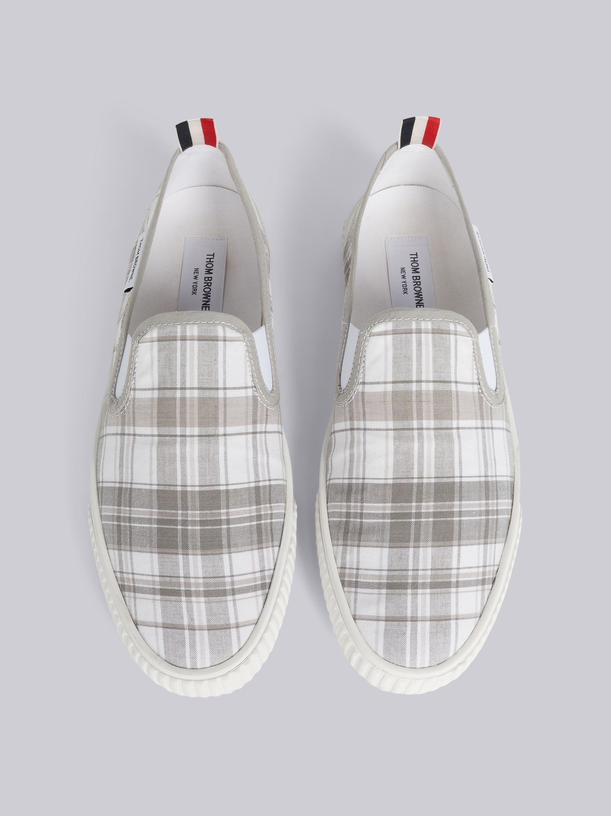 Medium Grey Stripe Plaid Vulcanized Sole Slip on Heritage Trainer - 4