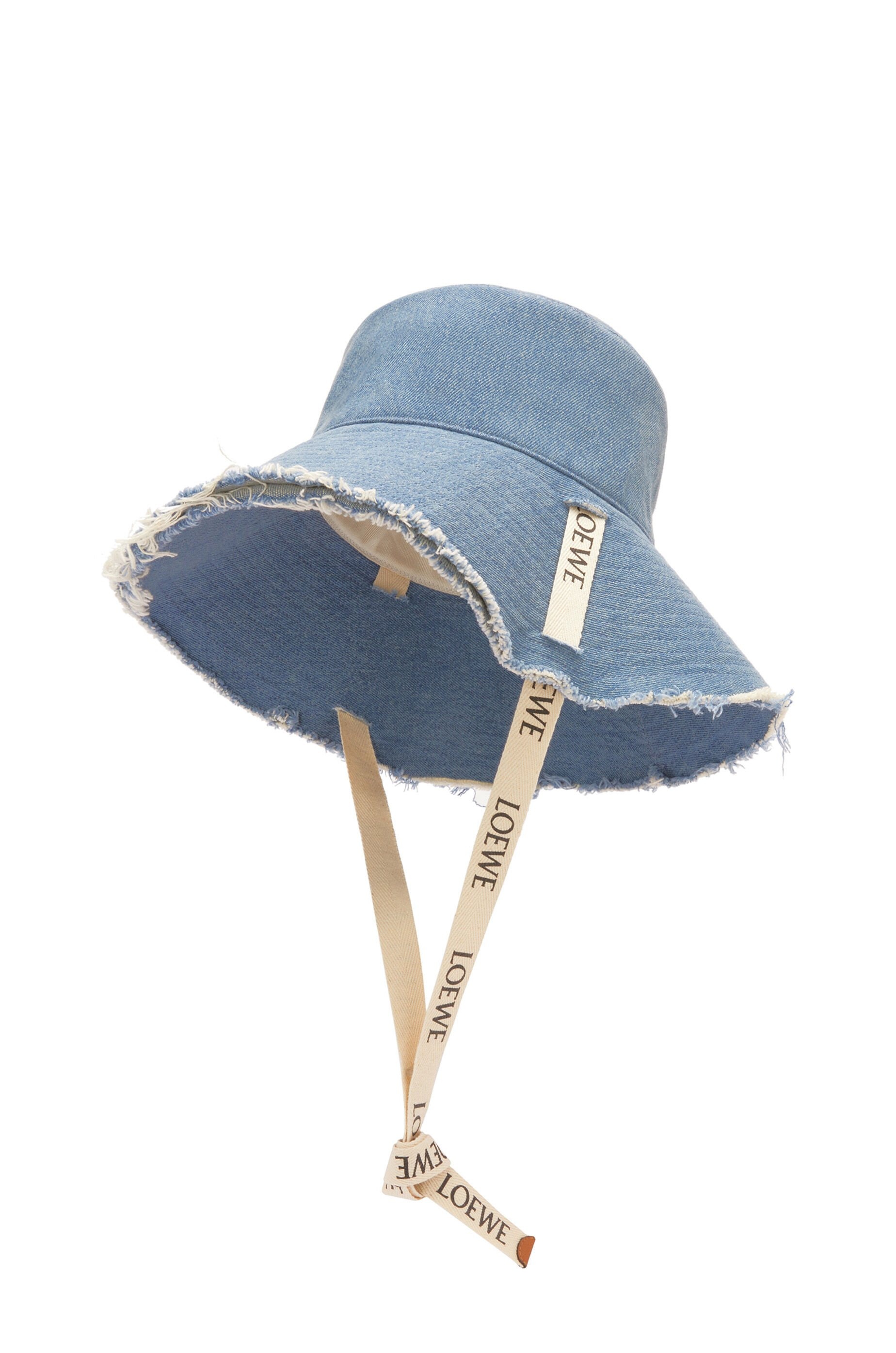 Frayed fisherman hat in denim and calfskin - 3