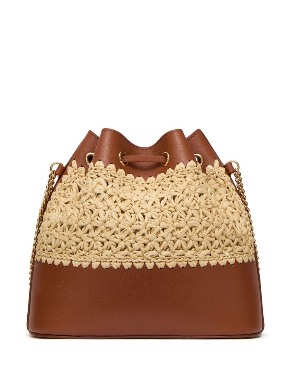 raffia leather bucket mini bag - 2