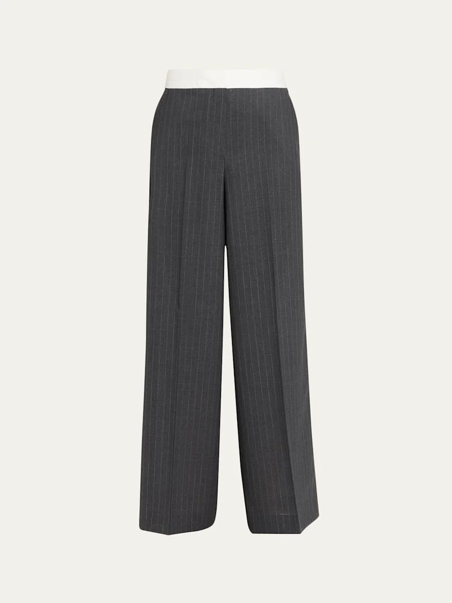 Rosa Pinstripe Wool Pants - 1