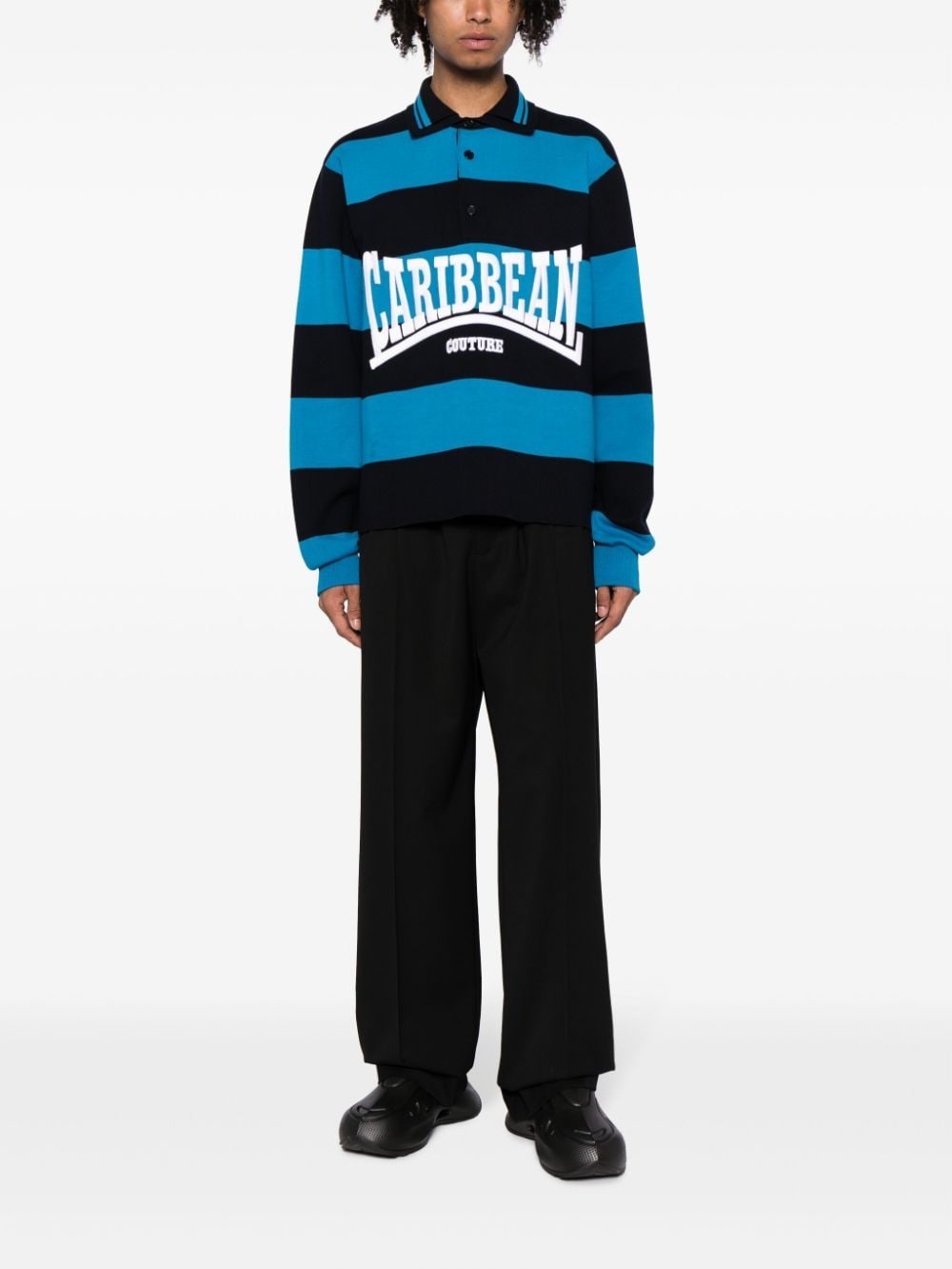 logo-intarsia striped polo shirt - 2