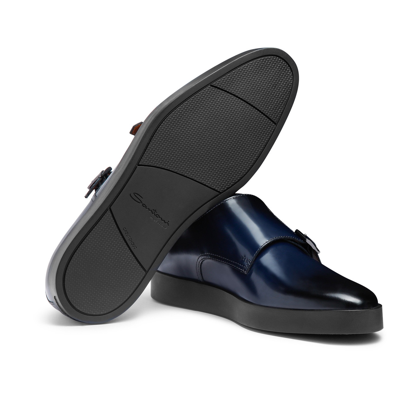 Men’s blue shiny leather double-buckle shoe - 3