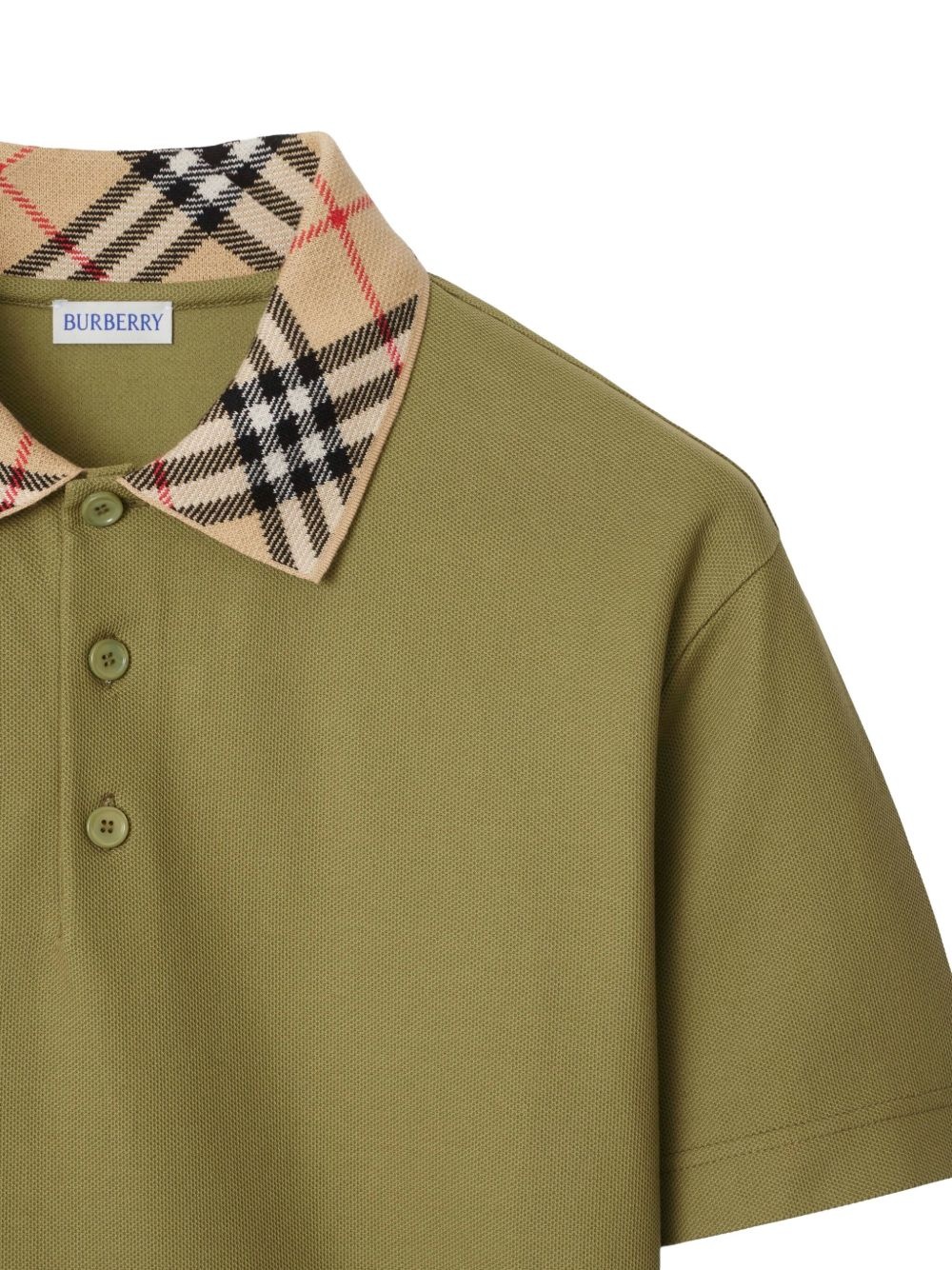 check-collar cotton polo shirt - 5