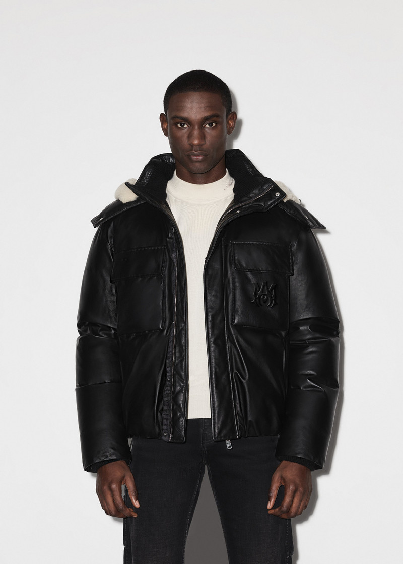 AMIRI HOODED LEATHER DOWN JACKET outlook