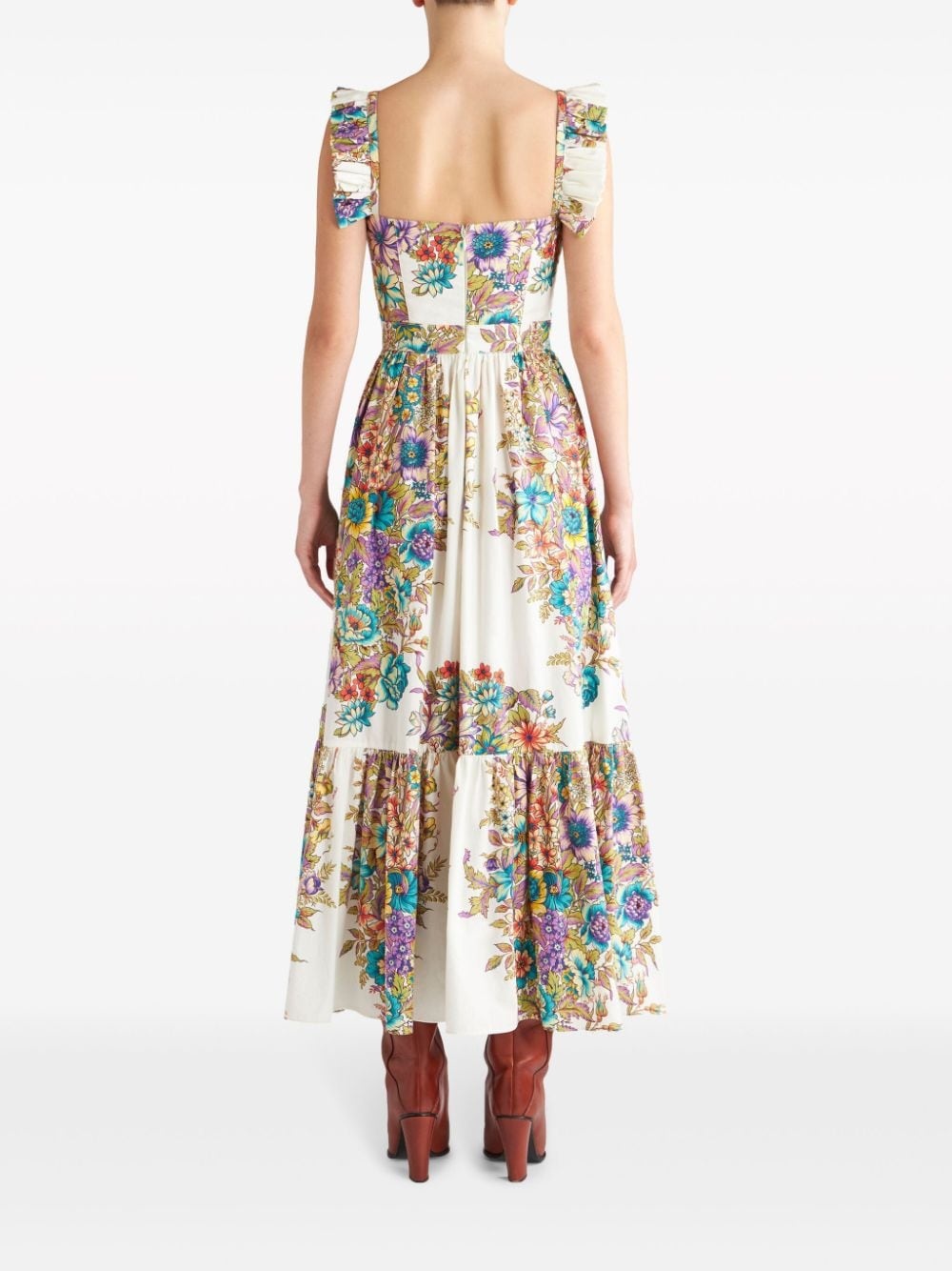 floral-print midi dress - 3