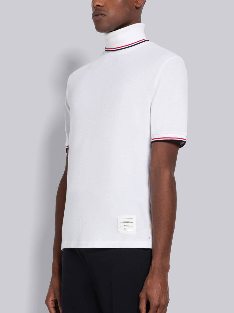 Thom Browne Classic Pique Stripe Short Sleeve Turtleneck outlook