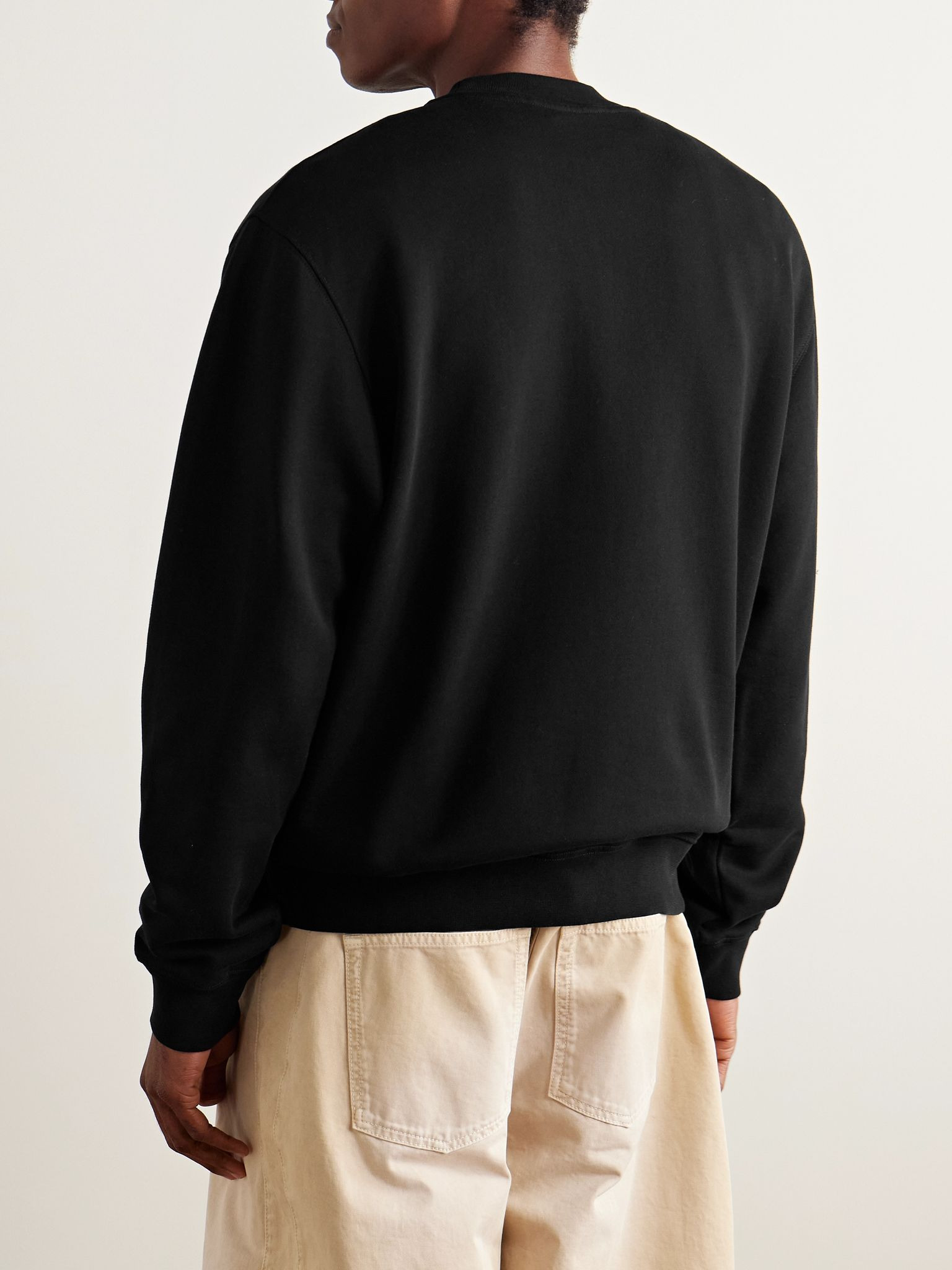 Logo-Appliquéd Cotton-Jersey Sweatshirt Black - 3