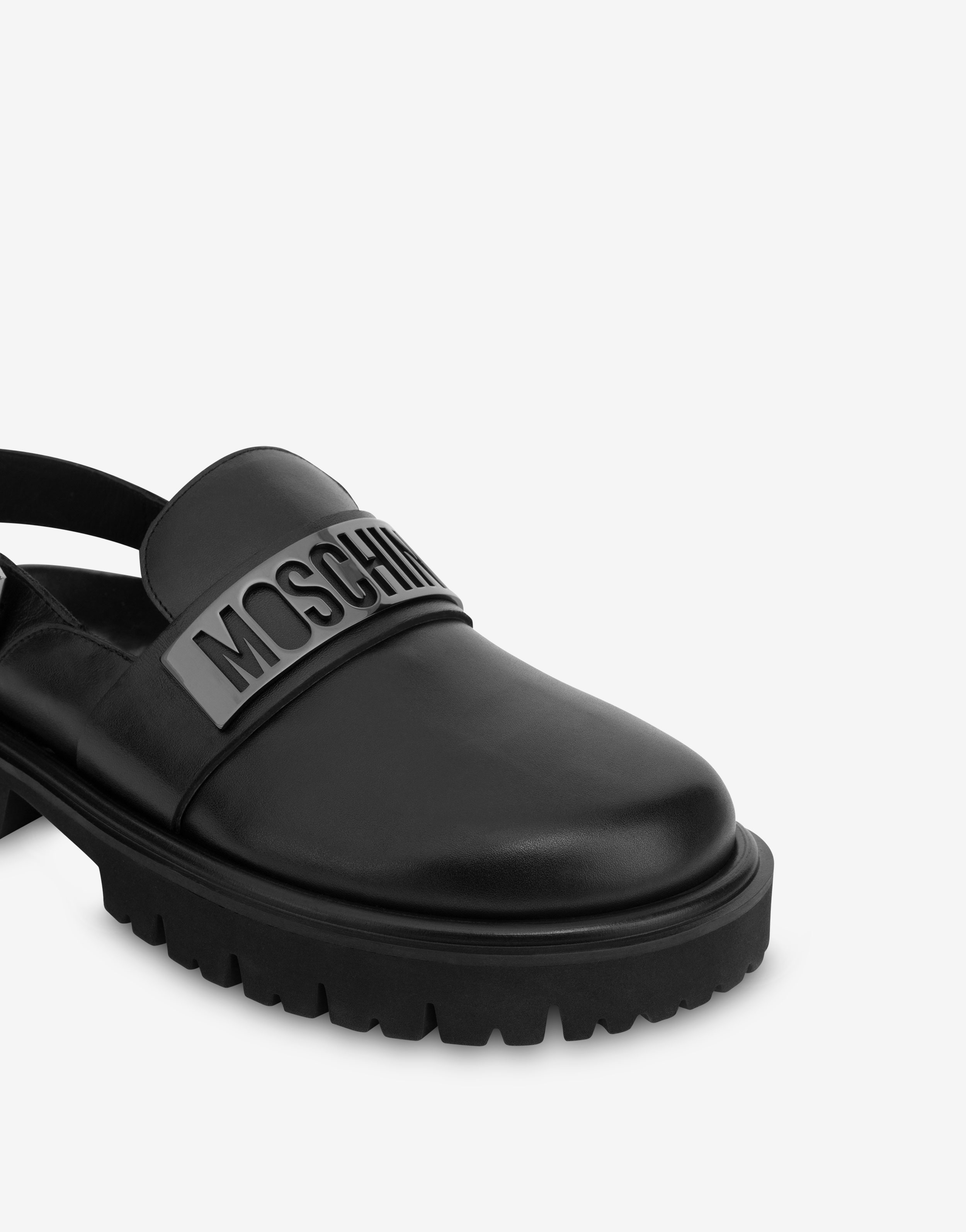 MAXI LOGO PLATE CALFSKIN MULES - 4