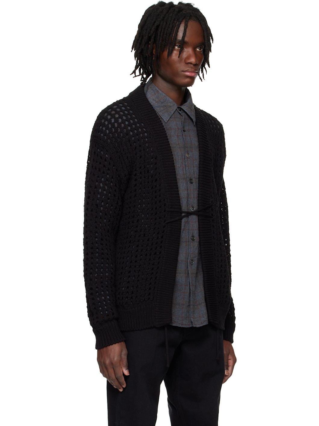 Black Mesh Cardigan - 2