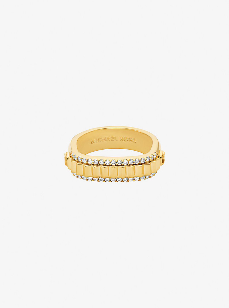 MICHAEL KORS Pavé Gold-Tone Brass Ring outlook
