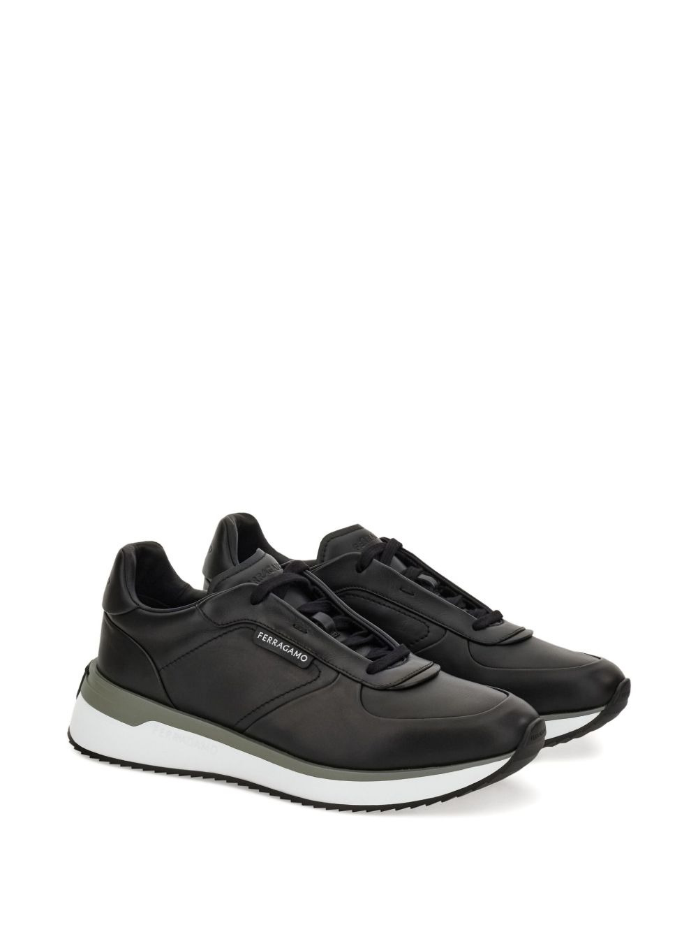 lace-up leather low-top sneakers - 2
