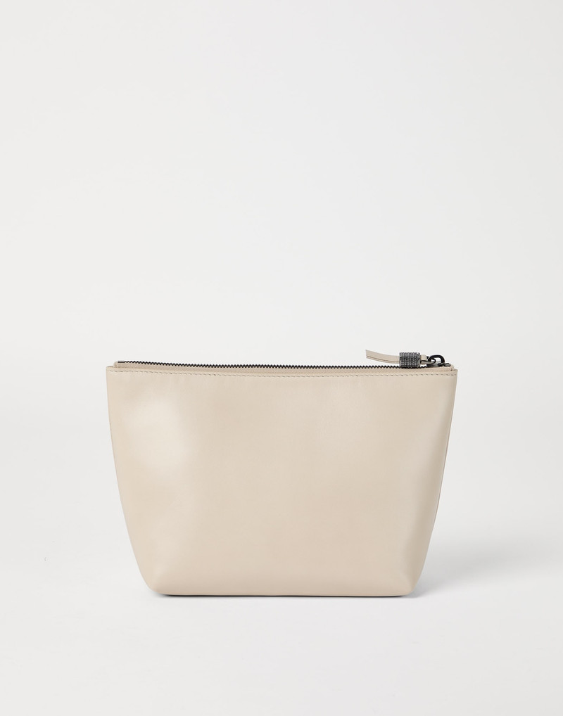 Brunello Cucinelli Grained calfskin pouch with monili outlook