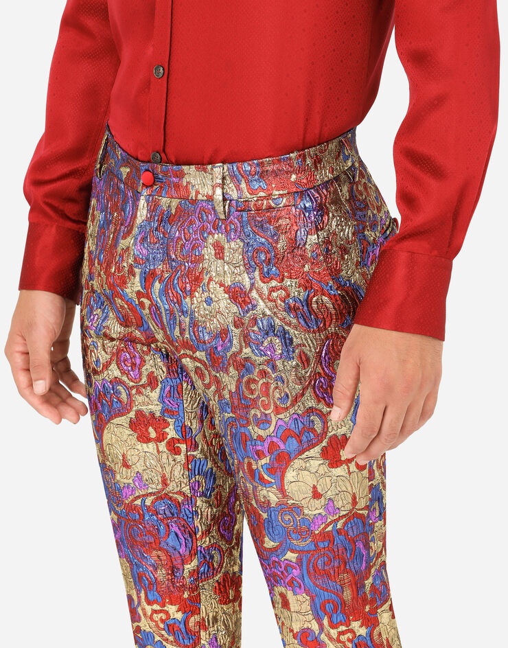 Oriental lurex jacquard pants - 4