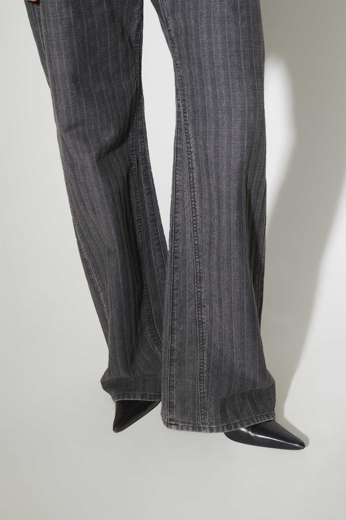 Treble Cut Denim in Washed Grey Torino Stripe