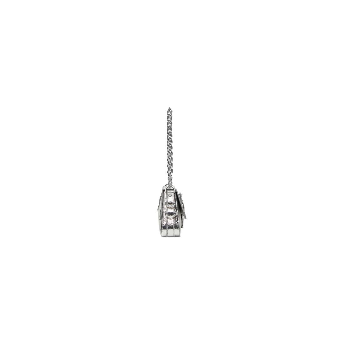 Women's Lindsay Small Shoulder Bag With Strap Pleated Mirror Effect in Silver - 4
