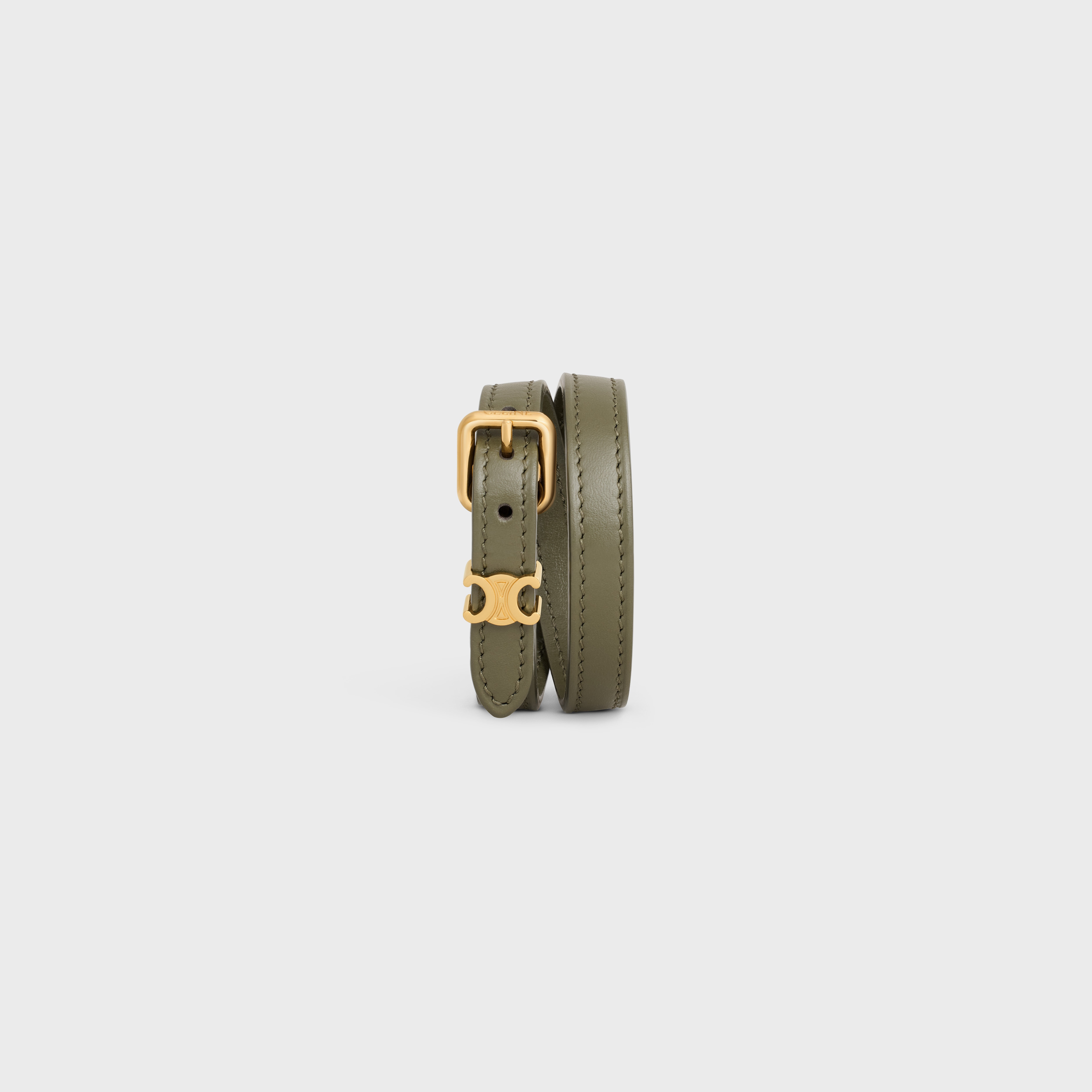 Les Cuirs Celine Double Bracelet in Calfskin and Brass with Gold Finish - 3