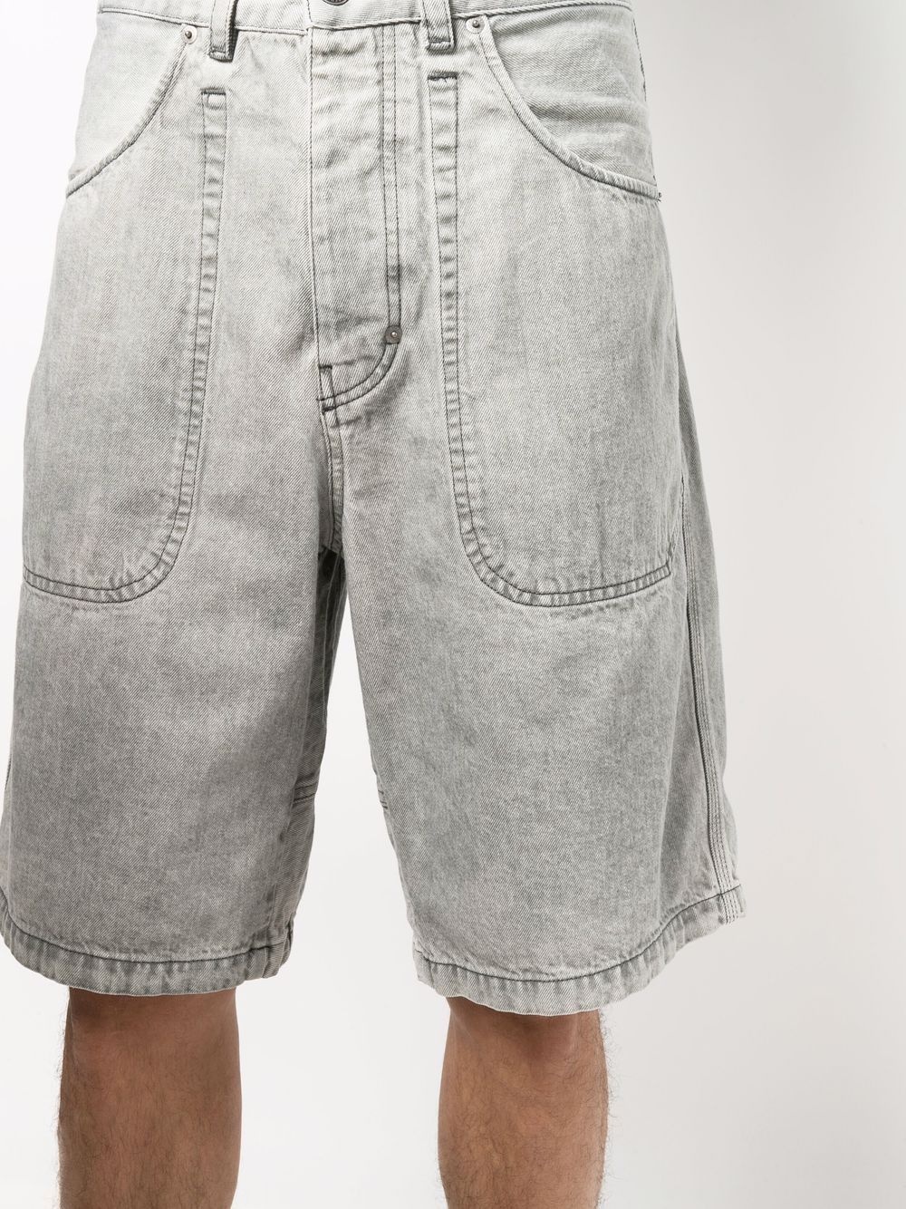 stonewashed denim shorts - 5