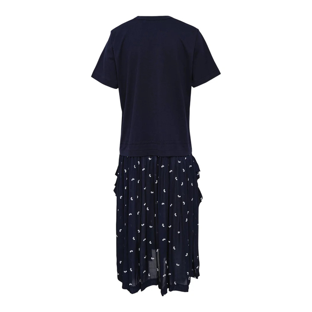 Side Frills Leaf Pattern Dress - 2