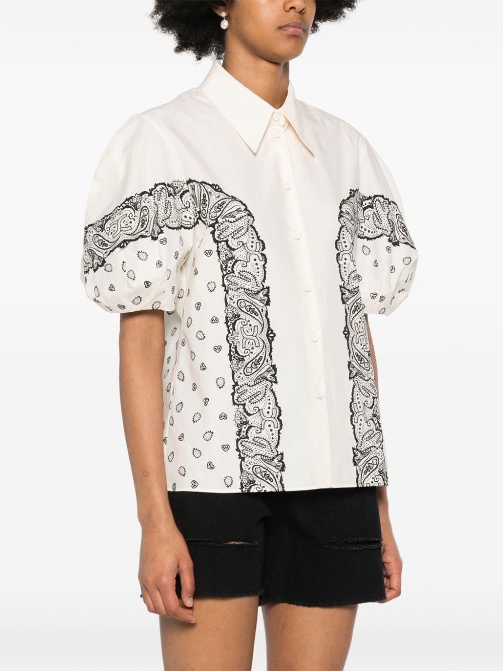 bandana-print cotton blouse - 3