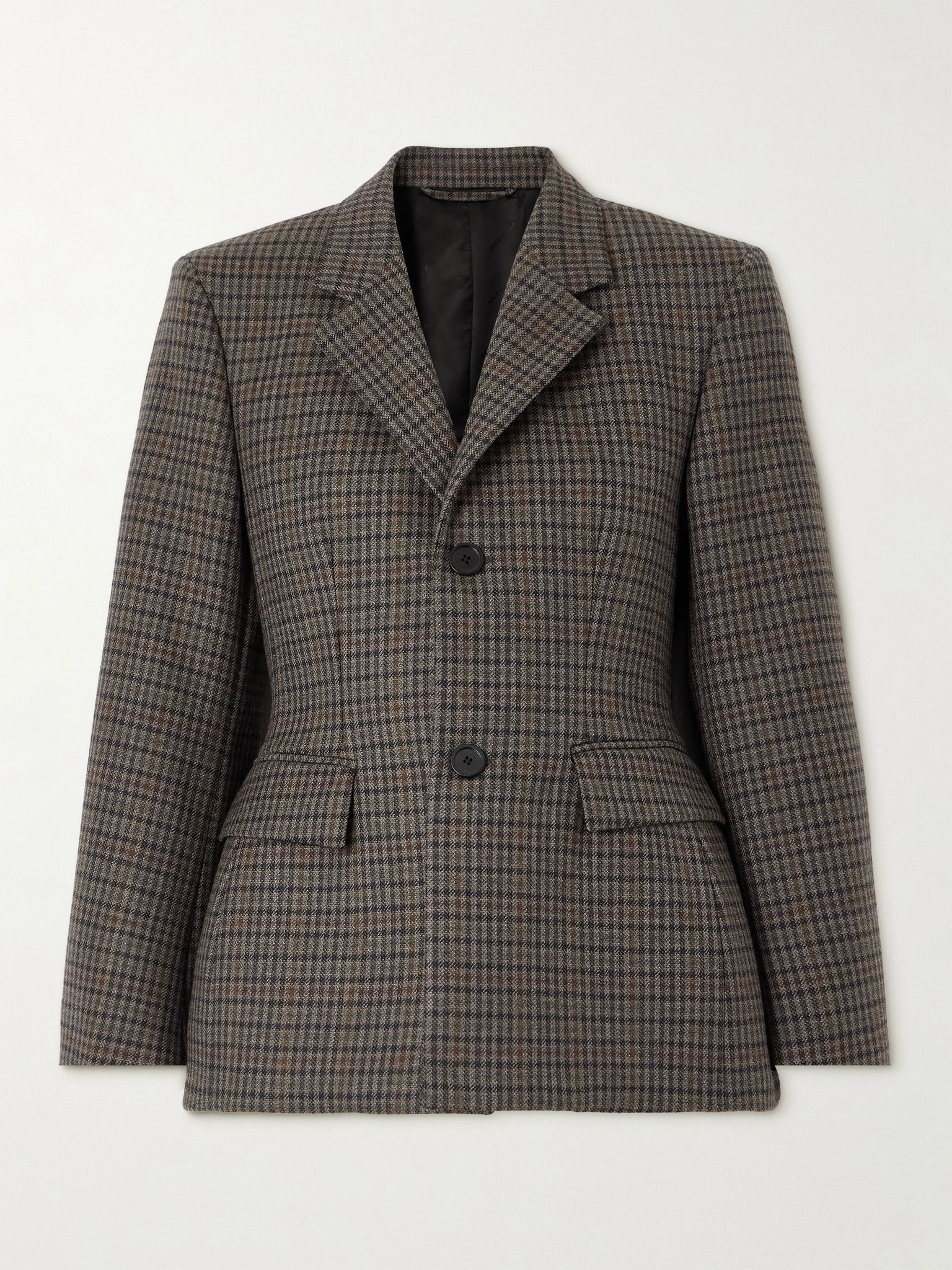 Checked padded wool blazer Gray - 1