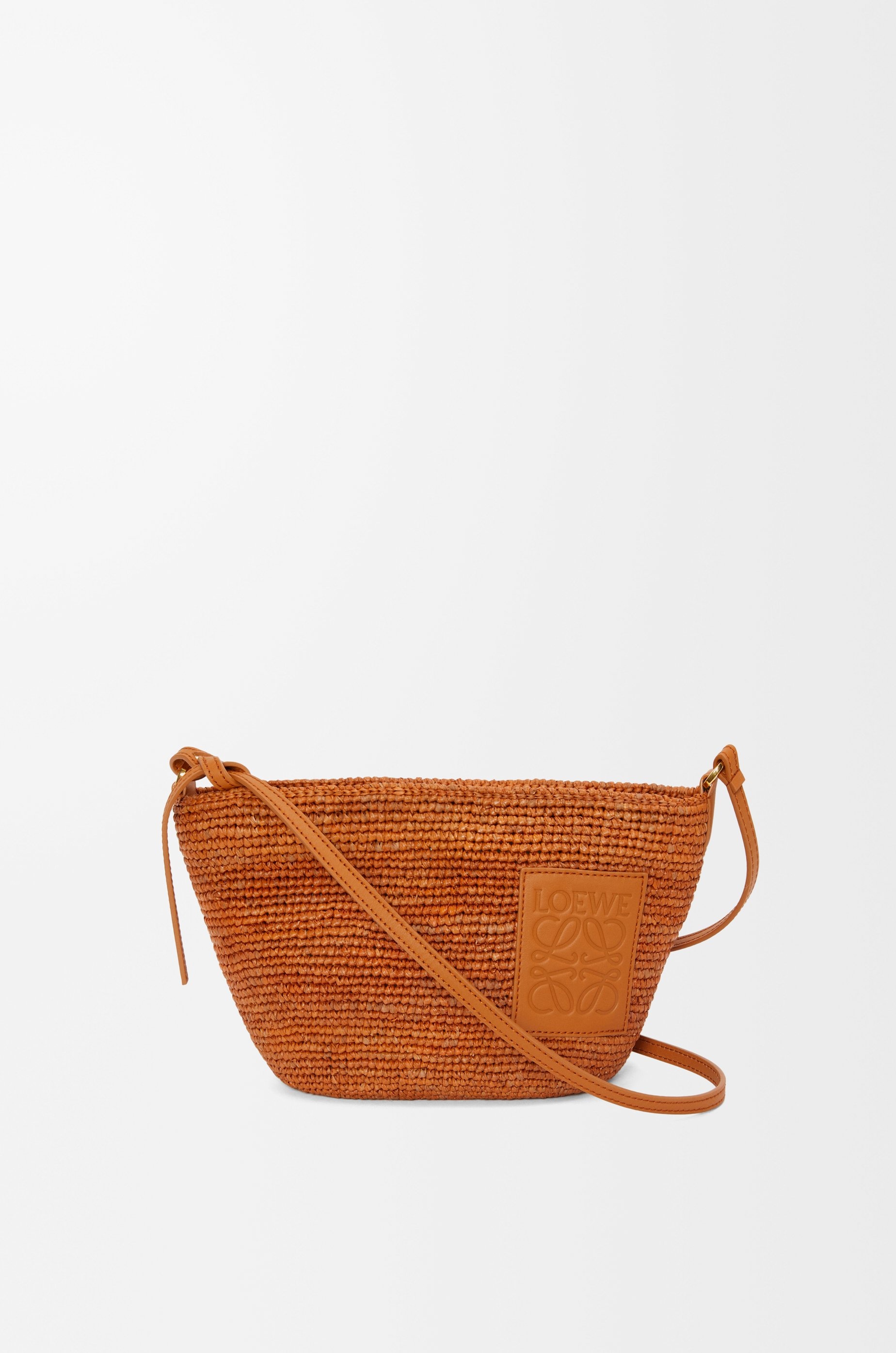 Slit Pochette bag in raffia and calfskin - 1