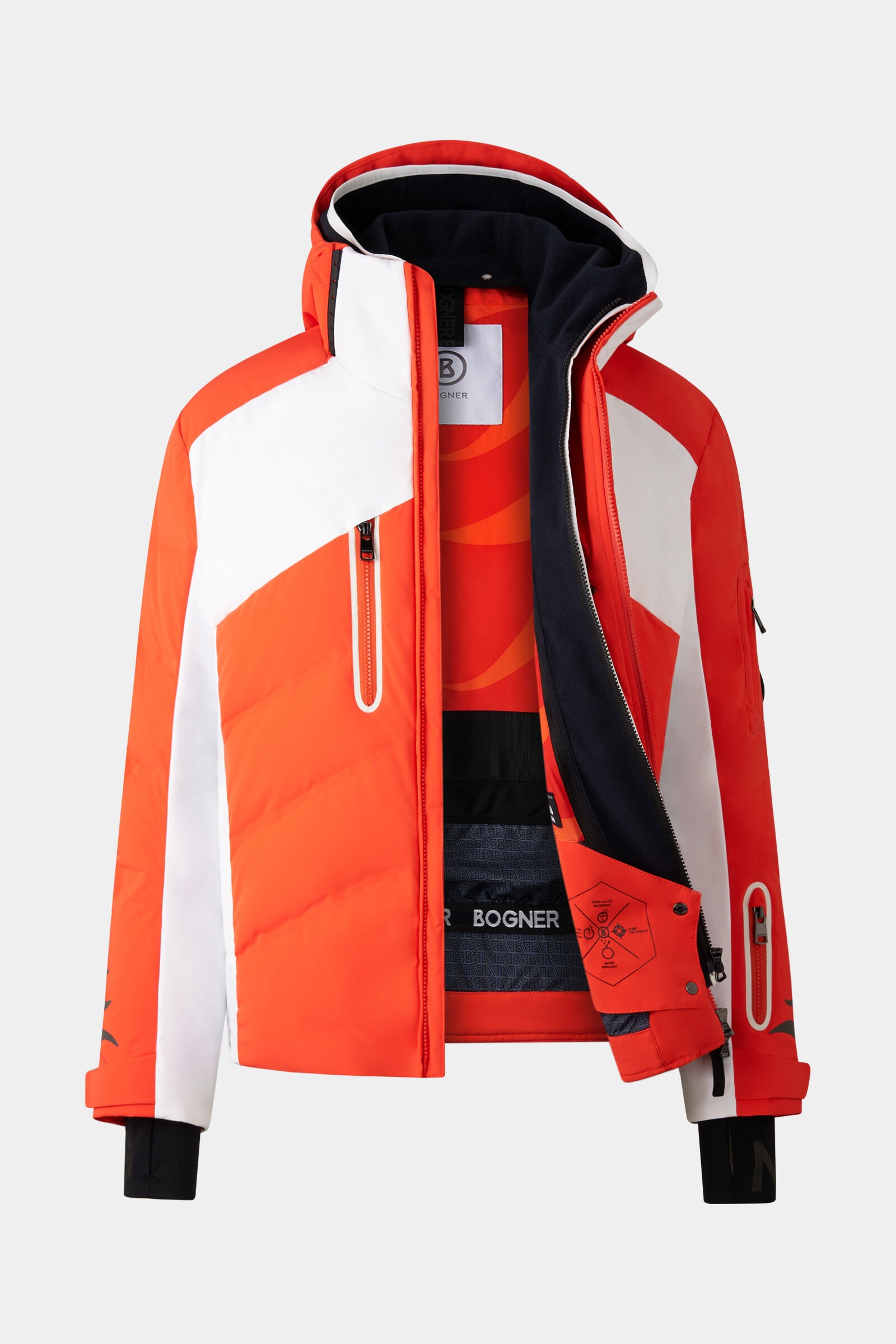 Jessy Down ski jacket in Coral/White - 2