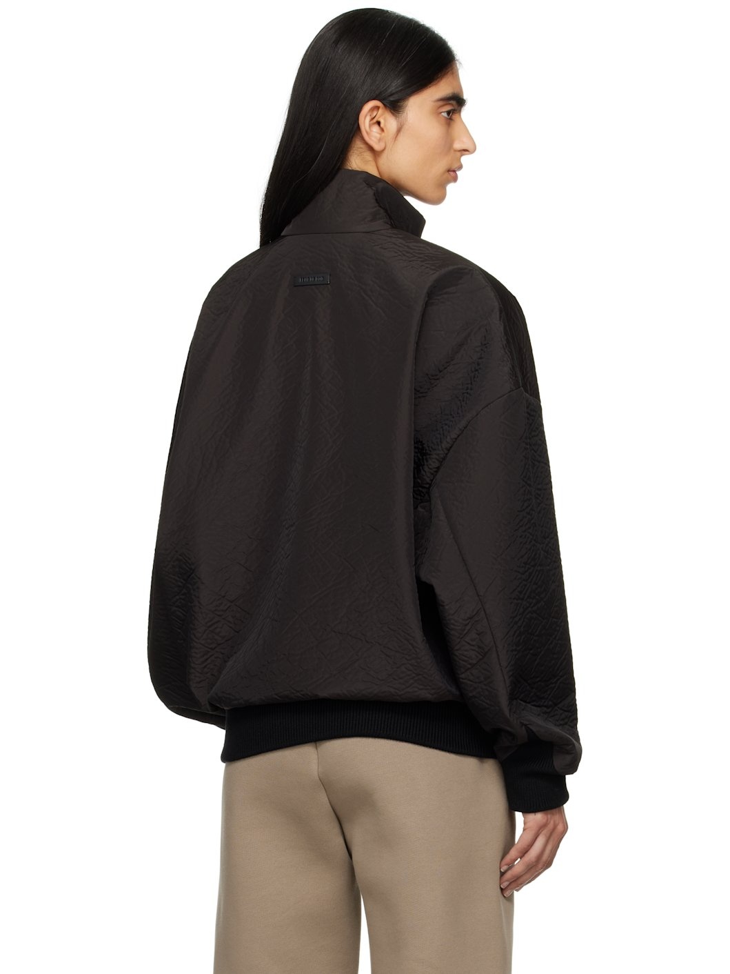 Black Textured Track Jacket - 3