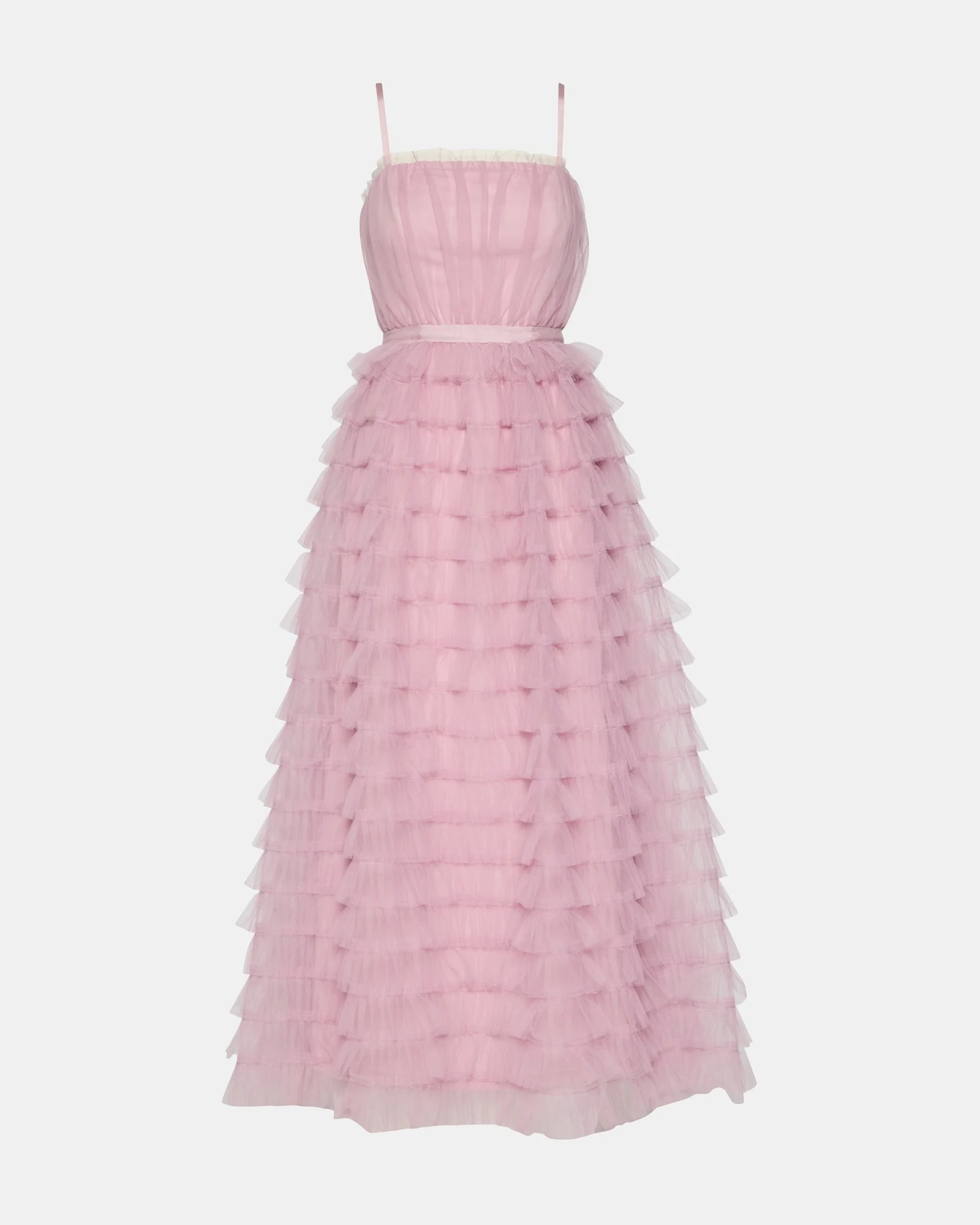 TIERED TULLE GOWN DAWN PINK - 1