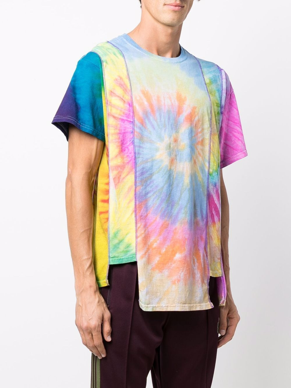 tie dye-print panelled T-shirt - 3