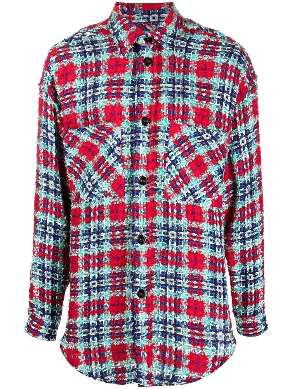 checked long-sleeved shirt - 1