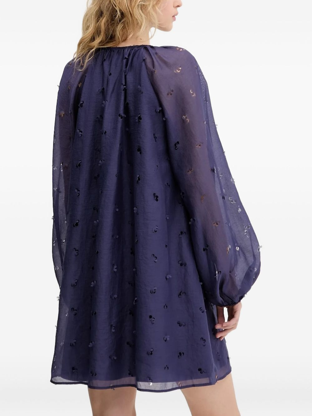 floral-cutout smock mini dress - 2