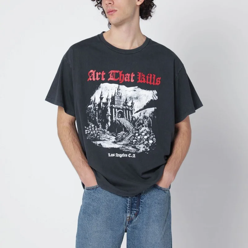 Black washed ATK Castle cotton T-shirt - 1